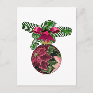 Retro 50er Poinsettia Burgund Ornament Postkarte