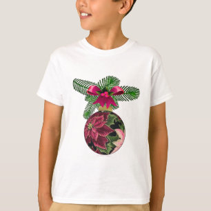 Retro 50er Poinsettia Burgund Ornament T-Shirt