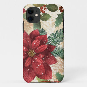 Retro 50er Poinsettia Rote Grüne Creme iPhone 11 Hülle
