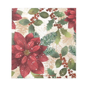 Retro 50er Poinsettia Rote Grüne Creme Notizblock