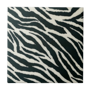 Retro 50er Rockabilly Schwarz-Weiß-Zebradruck-Flie Fliese