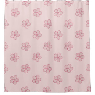 Retro 50er Rosen-Rosa-kariertes Blumen-Mitte- des Duschvorhang