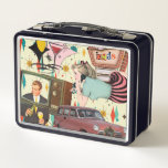 Retro 50er Style California Christmas Collage Metall Brotdose<br><div class="desc">Retro 50er Style California Christmas Collage Collectible,  hohe Qualität und vollständig anpassbar.</div>