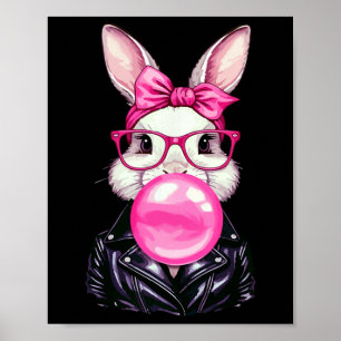 Retro 50er süßer Osterhase bläst Kaugummi 3 Poster