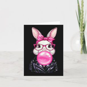 Retro 50er süßer Osterhase bläst Kaugummi 7 Karte