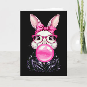Retro 50er süßer Osterhase bläst Kaugummi 7 Karte