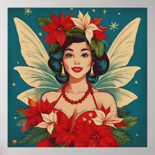 Retro 50er Tropical Christmas Button-Up Beauty Que Poster