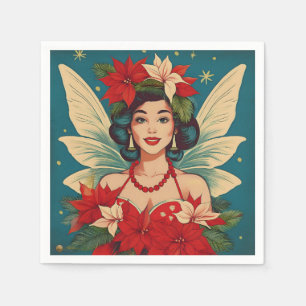 Retro 50er Tropical Christmas Button-Up Beauty Que Serviette