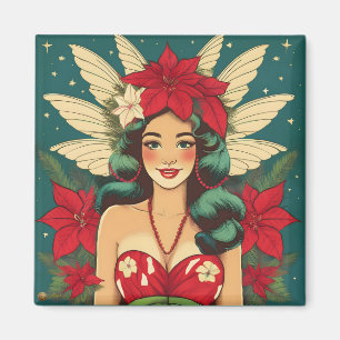 Retro 50er Tropical Christmas Button-Up Girl Magnet