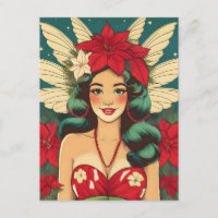 Retro 50er Tropical Christmas Button-Up Girl