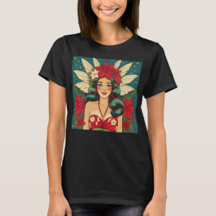 Retro 50er Tropical Christmas Button-Up Girl T-Shirt