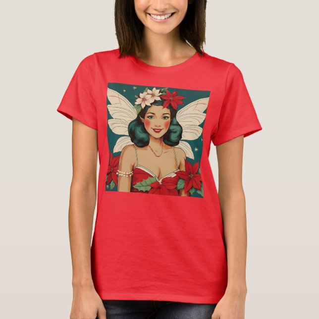 Retro 50er Tropical Christmas Button Up Starlet T-Shirt (Vorderseite)