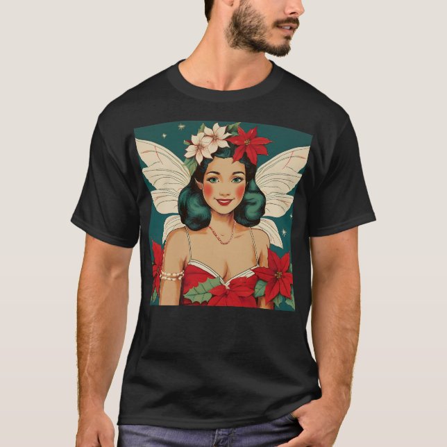 Retro 50er Tropical Christmas Button Up Starlet T-Shirt (Vorderseite)