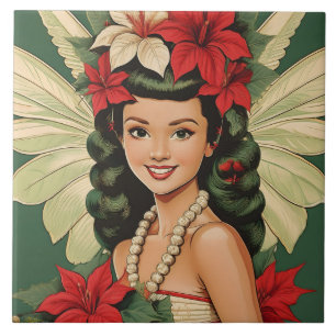 Retro 50er Tropical Christmas Princess Fliese