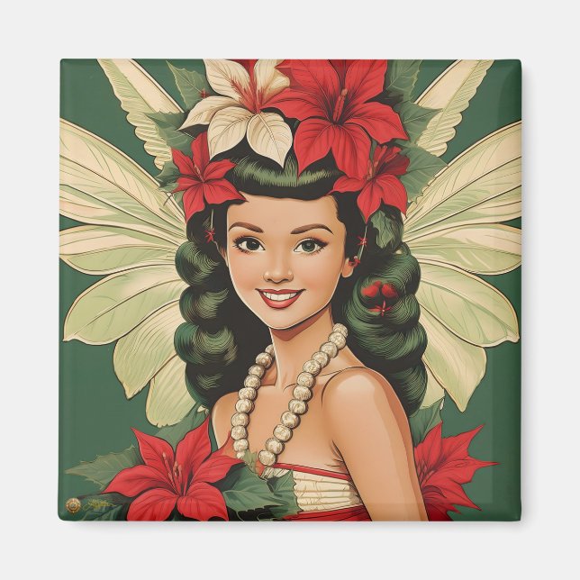 Retro 50er Tropical Christmas Princess Magnet (Vorne)