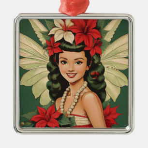Retro 50er Tropical Christmas Princess Ornament Aus Metall