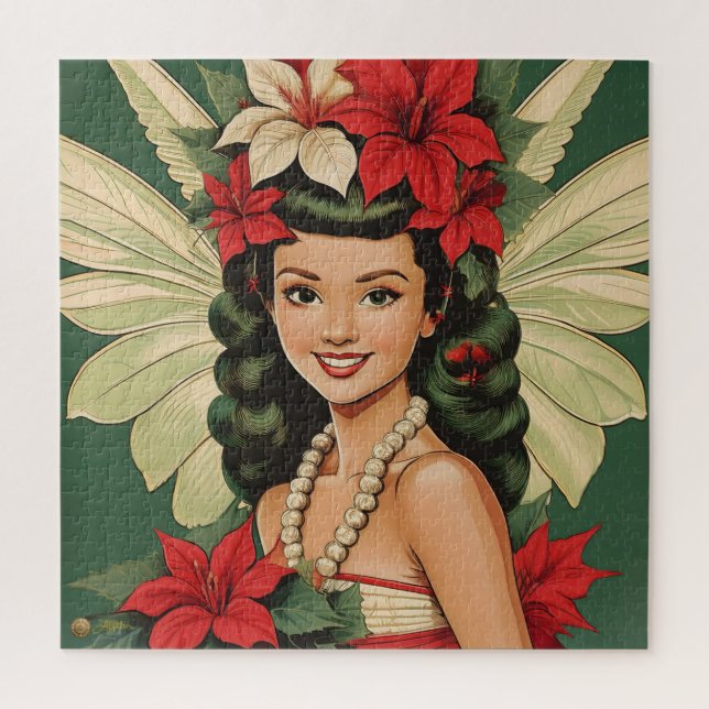 Retro 50er Tropical Christmas Princess Puzzle (Vertikal)