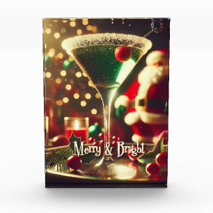 Retro 50er Weihnachts-Santa Grüner Martini Fotoblock