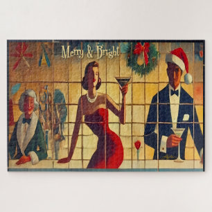 Retro 50er Weihnachtsabend Bar Last Call Martini Puzzle