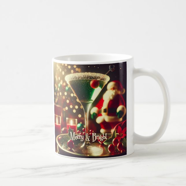 Retro 50er Weihnachtsgrüner Martini Kaffeetasse (Rechts)