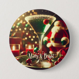 Retro 50er Weihnachtsmann-Christmas-Green-Martini Button