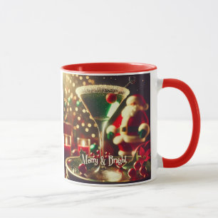 Retro 50er Weihnachtsmann-Christmas-Green-Martini Tasse