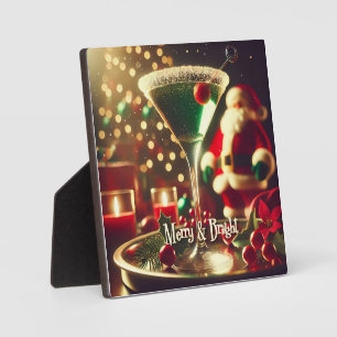Retro 50er Weihnachtsmann Christmas Grüner Martini Fotoplatte