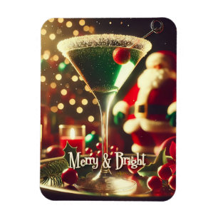 Retro 50er Weihnachtsmann Christmas Grüner Martini Magnet