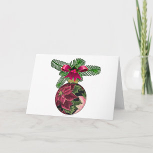 Retro 50er Weihnachtsstern Burgund Ornament Feiertagskarte