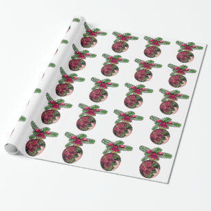 Retro 50er Weihnachtsstern Burgund Ornament Geschenkpapier