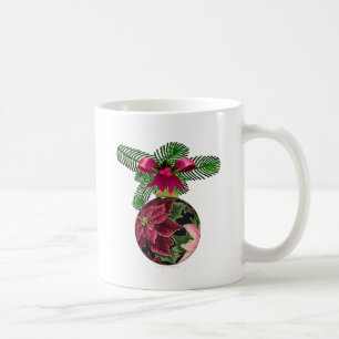 Retro 50er Weihnachtsstern Burgund Ornament Tasse