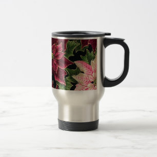 Retro 50er Weihnachtsstern Burgunderrot Pink Reisebecher