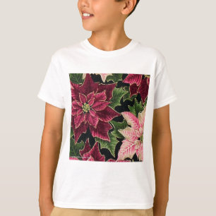 Retro 50er Weihnachtsstern Burgunderrot Pink T-Shirt