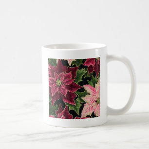 Retro 50er Weihnachtsstern Burgunderrot Pink Tasse