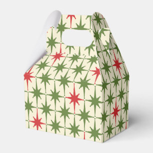 Retro 50er Weihnachtsstern Muster Rot Grün Creme Geschenkschachtel