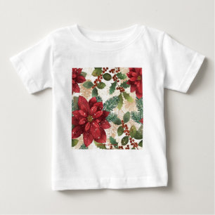 Retro 50er Weihnachtsstern Rot Grün Creme Baby T-shirt