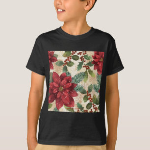 Retro 50er Weihnachtsstern Rot Grün Creme T-Shirt
