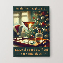 Retro 50s Avoid The Naughty List Christmas Martini Button
