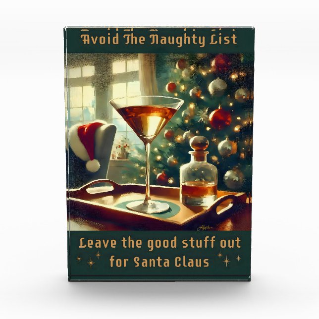 Retro 50s Avoid The Naughty List Christmas Martini Fotoblock (Vorderseite)