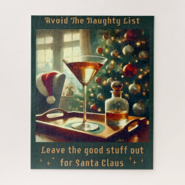 Retro 50s Avoid The Naughty List Christmas Martini Puzzle