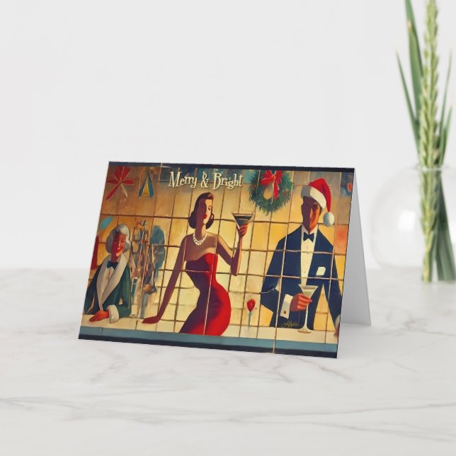 Retro 50s Christmas Eve Bar Last Call Martini Karte (Vorderseite)