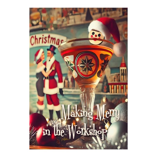 Retro 50s Cocktail Making Merry Christmas Workshop Fotodruck (Vorne)