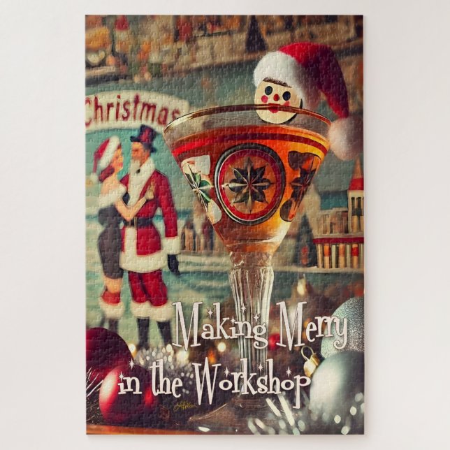 Retro 50s Cocktail Making Merry Christmas Workshop Puzzle (Vertikal)