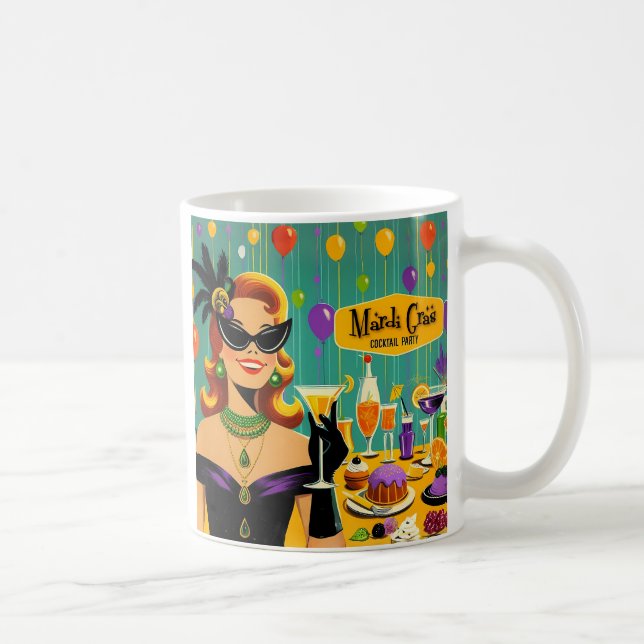 Retro 50s Mardi Gras Cocktail Party Kaffeetasse (Rechts)