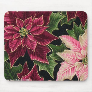 Retro 50s Poinsettia Burgundy Pink Mousepad