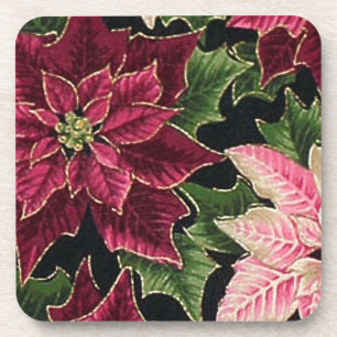 Retro 50s Poinsettia Burgundy Pink Untersetzer