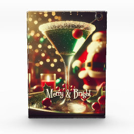 Retro 50s Santa Christmas Green Martini Fotoblock
