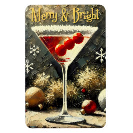 Retro 50s Triple Cranberry Christmas Martini Magnet