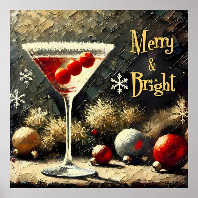 Retro 50s Triple Cranberry Christmas Martini Poster (Vorne)
