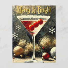 Retro 50s Triple Cranberry Christmas Martini Postkarte